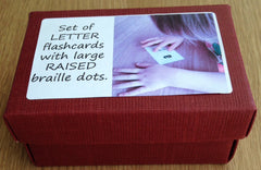 Braille Lowercase Letters flashcards with RAISED larger dots for little fingers